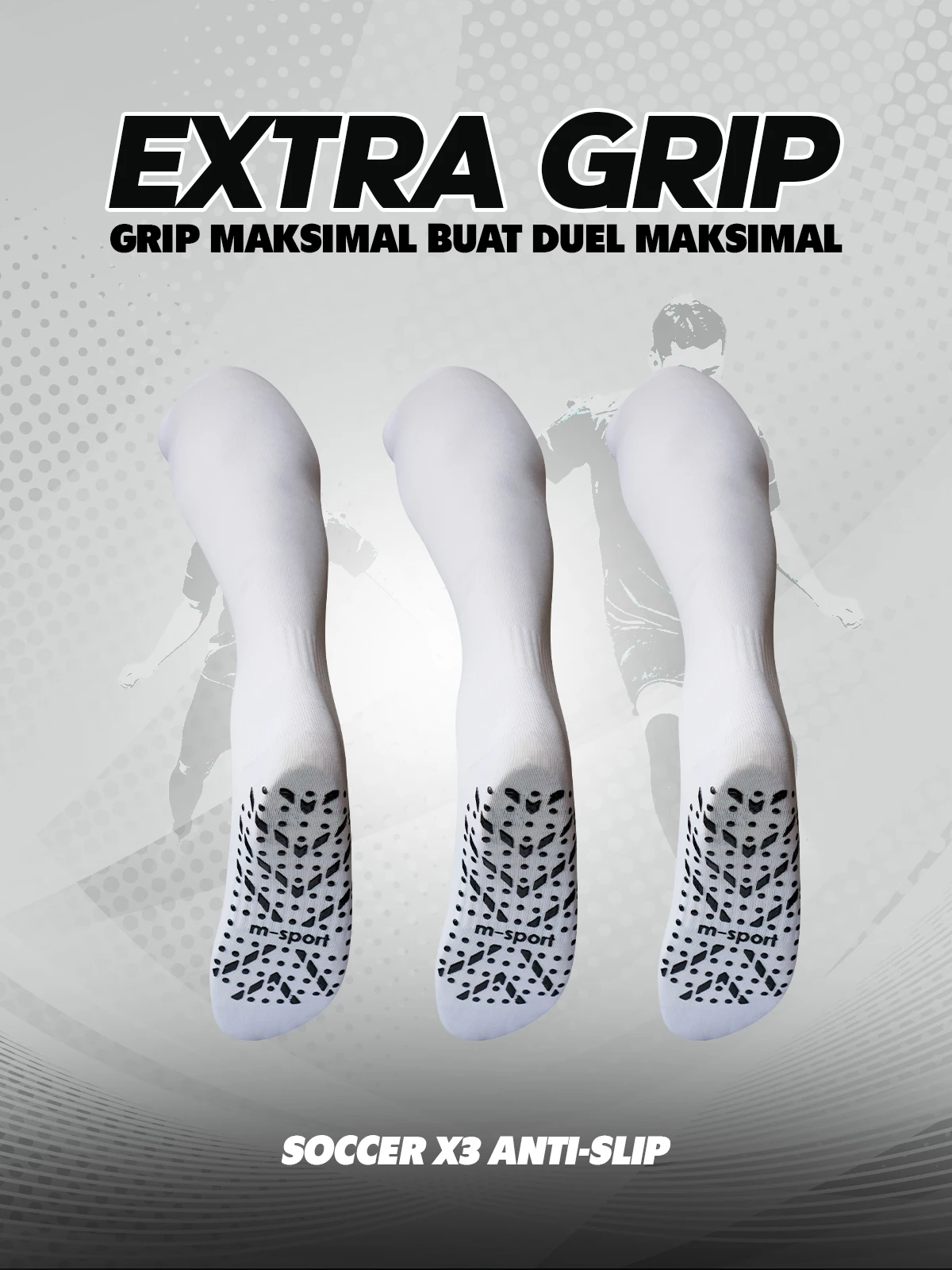 Kaos Kaki Soccer Antislip - Polos Panjang - X3
