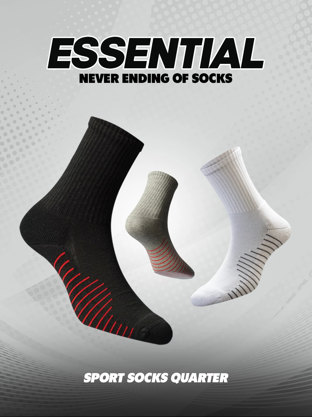 3pack NOS Quarter Sport Socks Terry Cushion